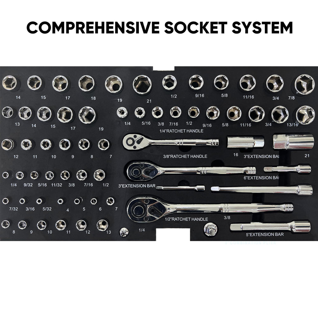 3-Drawer Steel Tool Chest with 439-Piece Mechanics Tool Set P5013