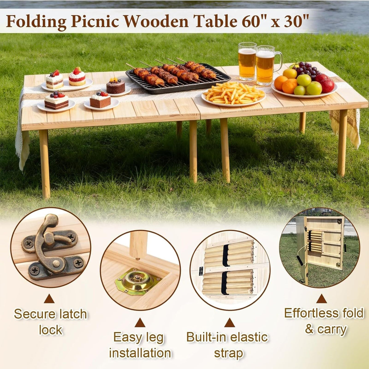 Wood Low Folding Picnic Table Y396