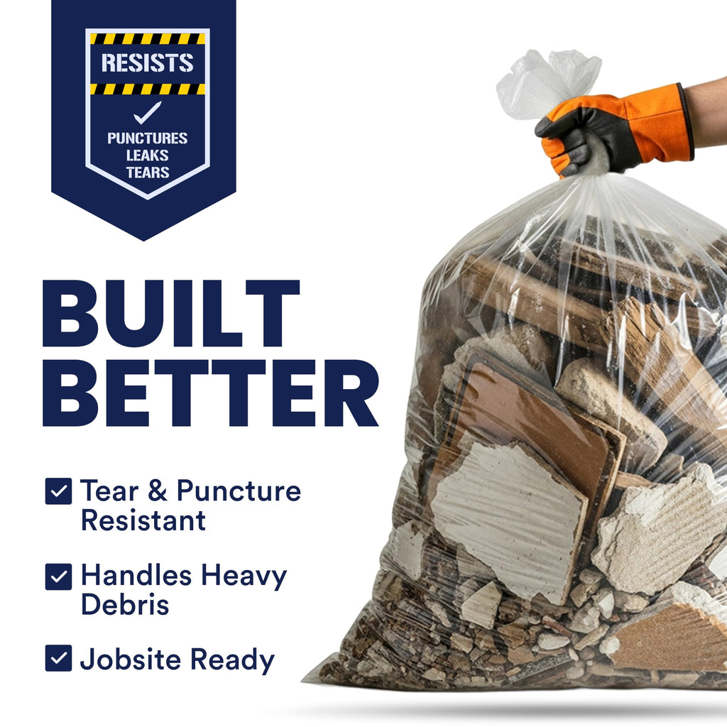 42 Gallon Clear Heavy Duty Trash Bags 4.0 Mil 50 Case W414