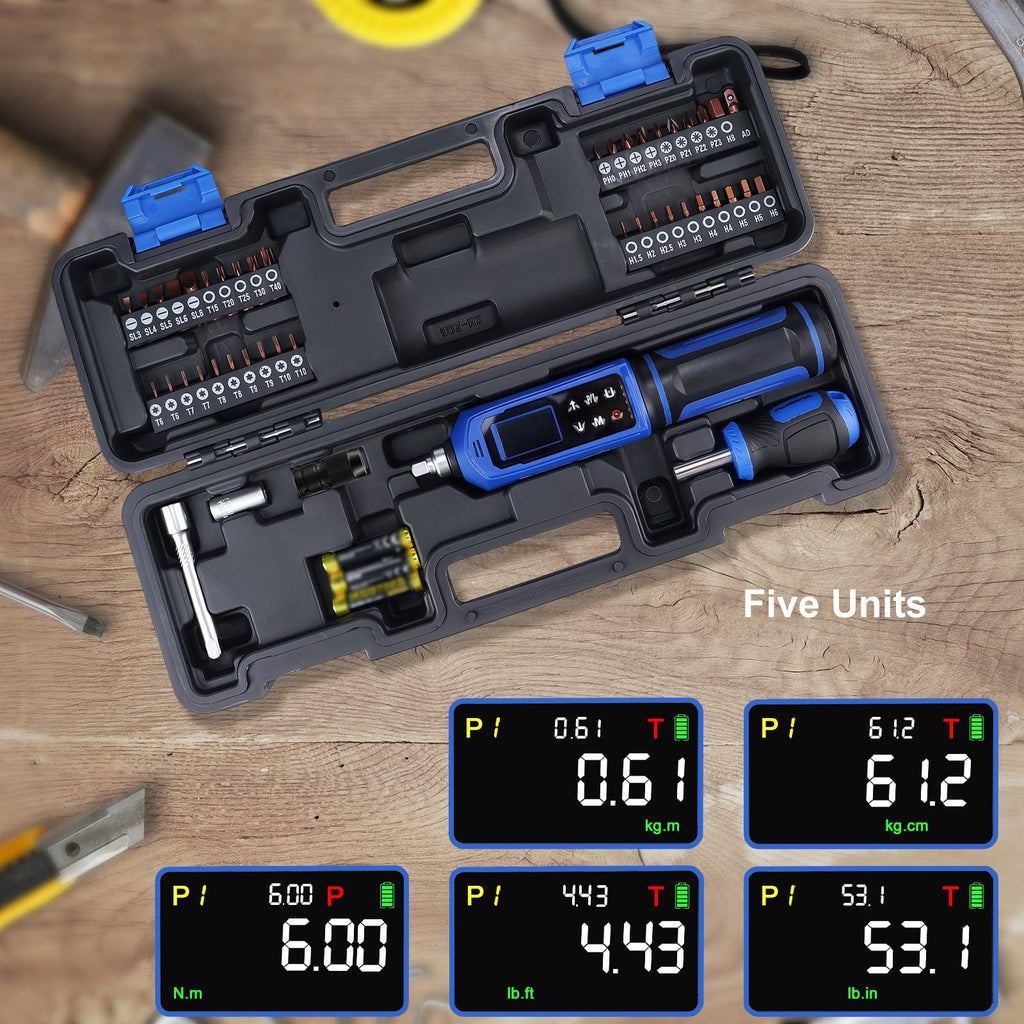 46 Pcs Digital Torque Screwdriver Set 1/4" Adjustable J7630
