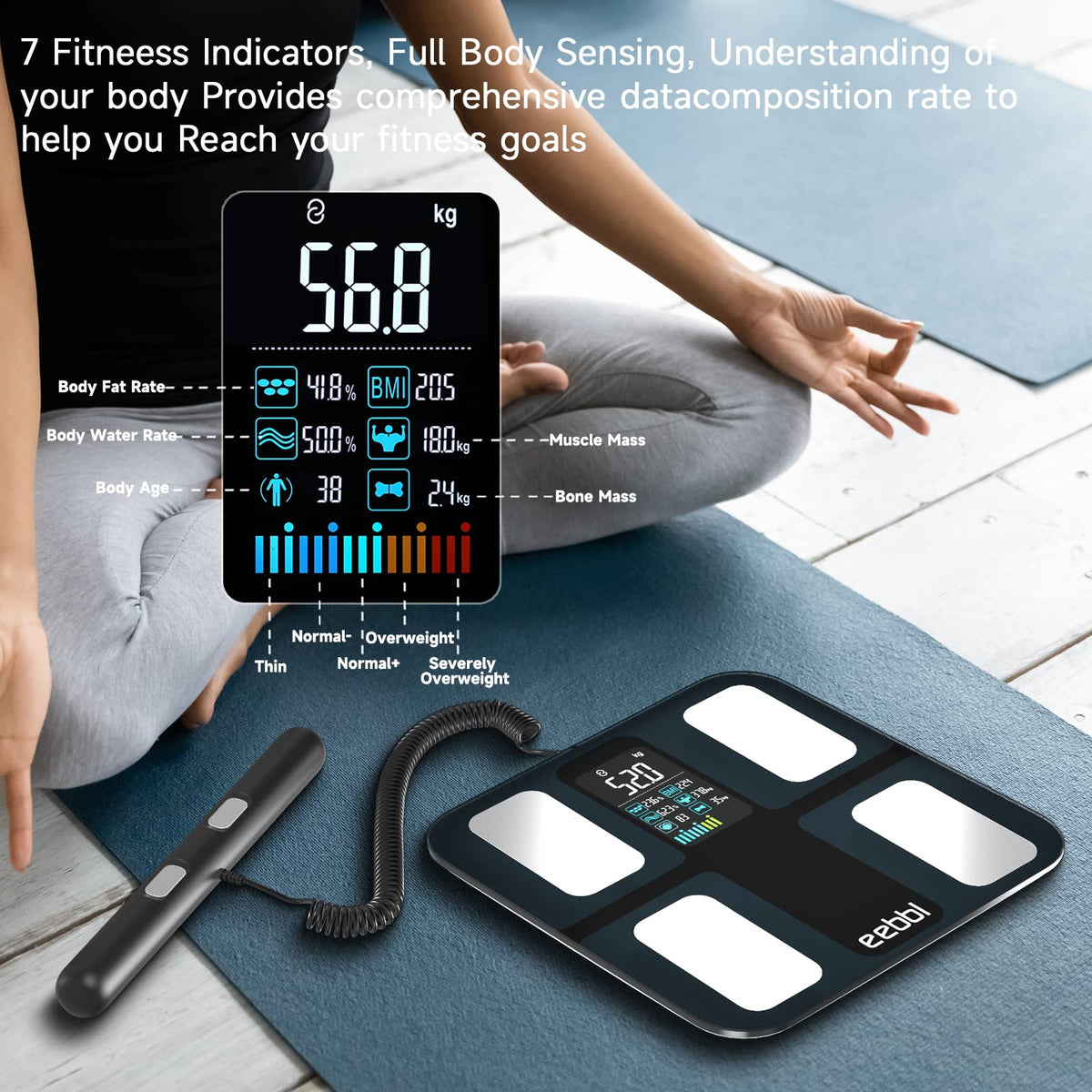 Body Fat Scale with Handheld, Bluetooth Body Composition Monitor 400 lbs I806394