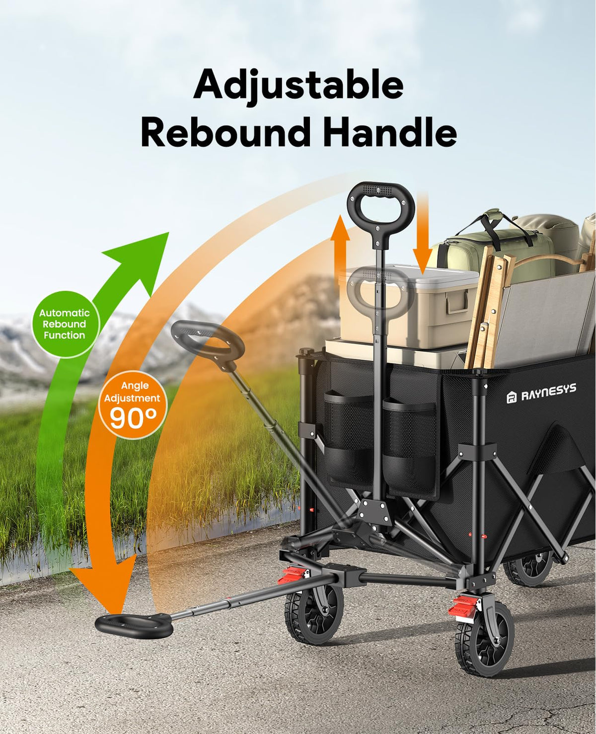 180L Foldable Wagon Cart with Wheels and Brakes C486455