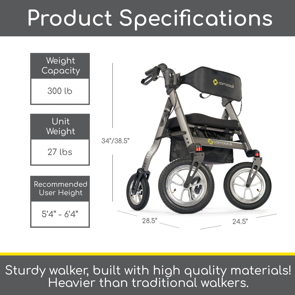 All Terrain Rolling Walker with Pneumatic Tires D48776