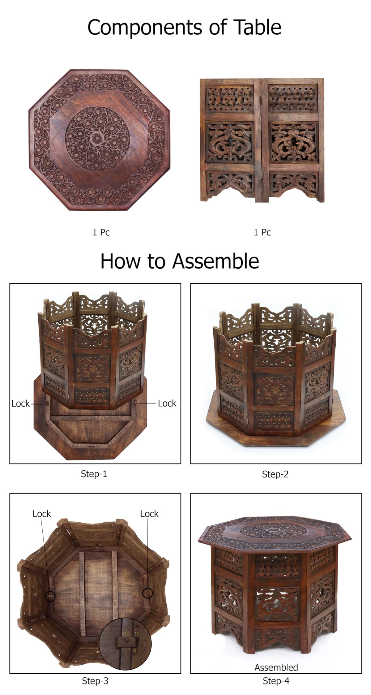 Solid Wood Folding Octagon Coffee Table P730686