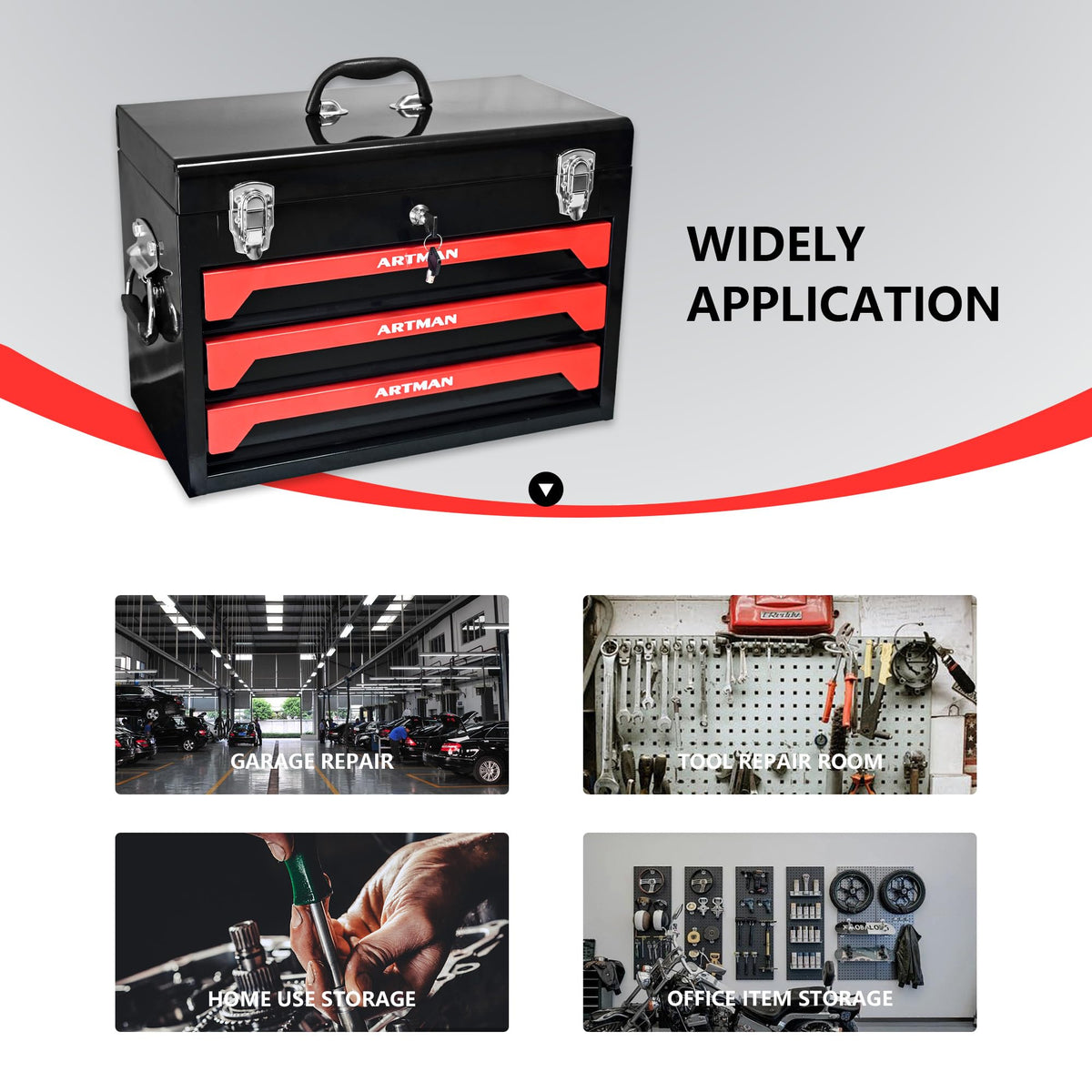 3-Drawer Steel Tool Chest with 439-Piece Mechanics Tool Set P5013
