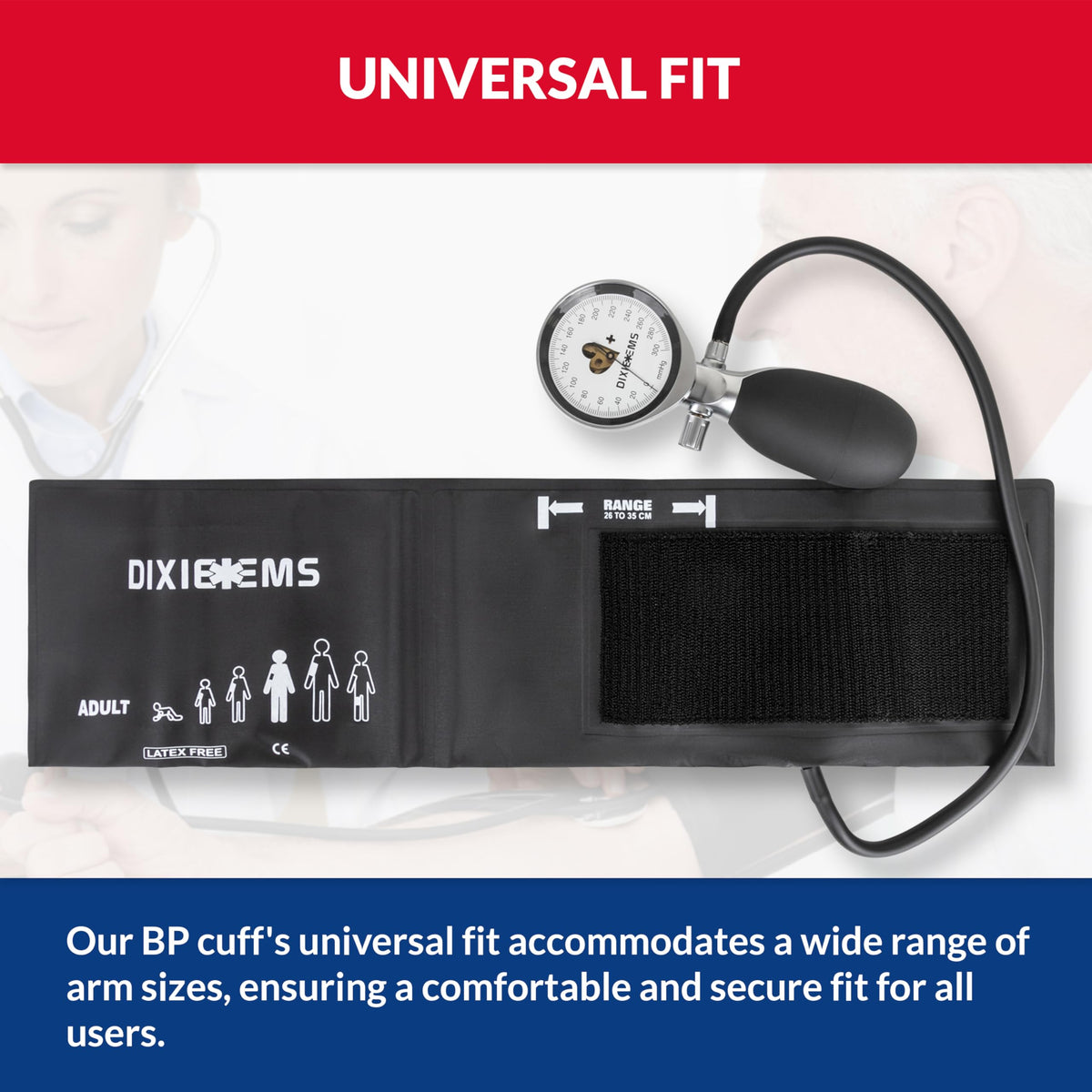 Black Aneroid Sphygmomanometer Blood Pressure Cuff W84152