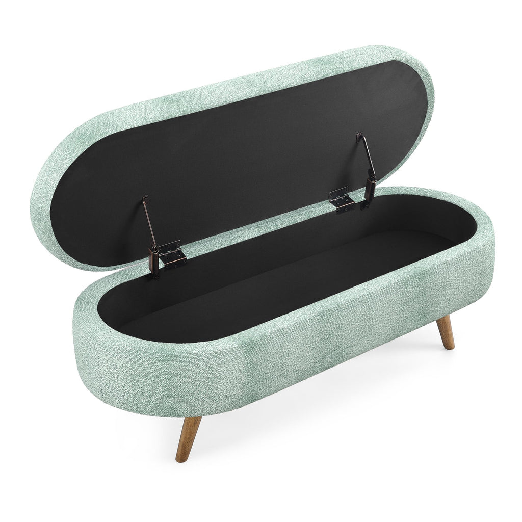 Oval Storage Bench with Rubber Wood Legs Gray L55675
