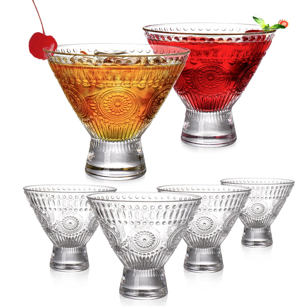 6 Pack 8 oz Stemless Martini Glasses B759