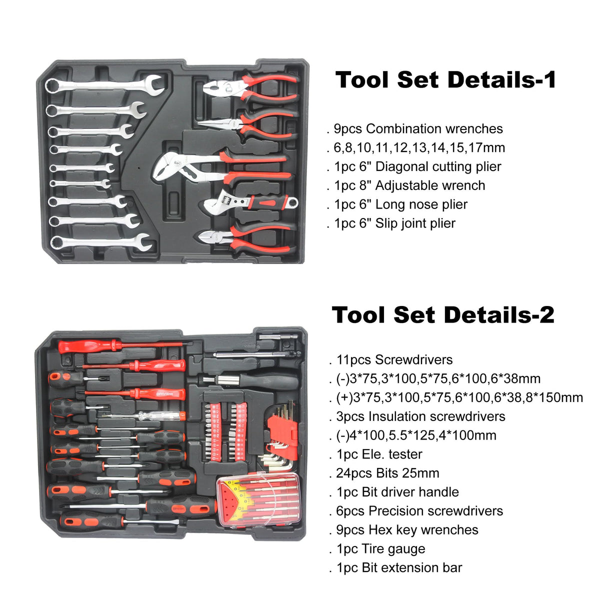 899pcs Rolling Tool Box Set with 4 Drawer Organizer Storage Case G58489