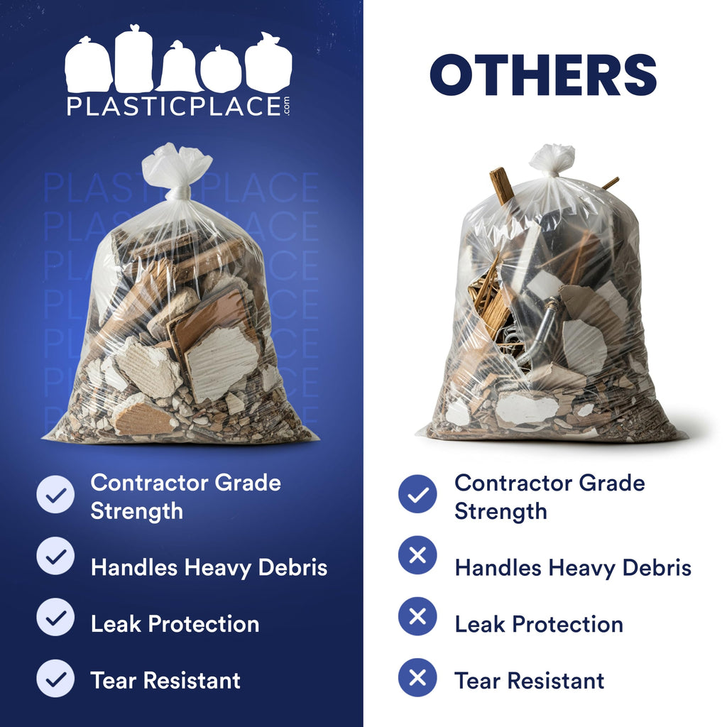 42 Gallon Clear Heavy Duty Trash Bags 4.0 Mil 50 Case W414