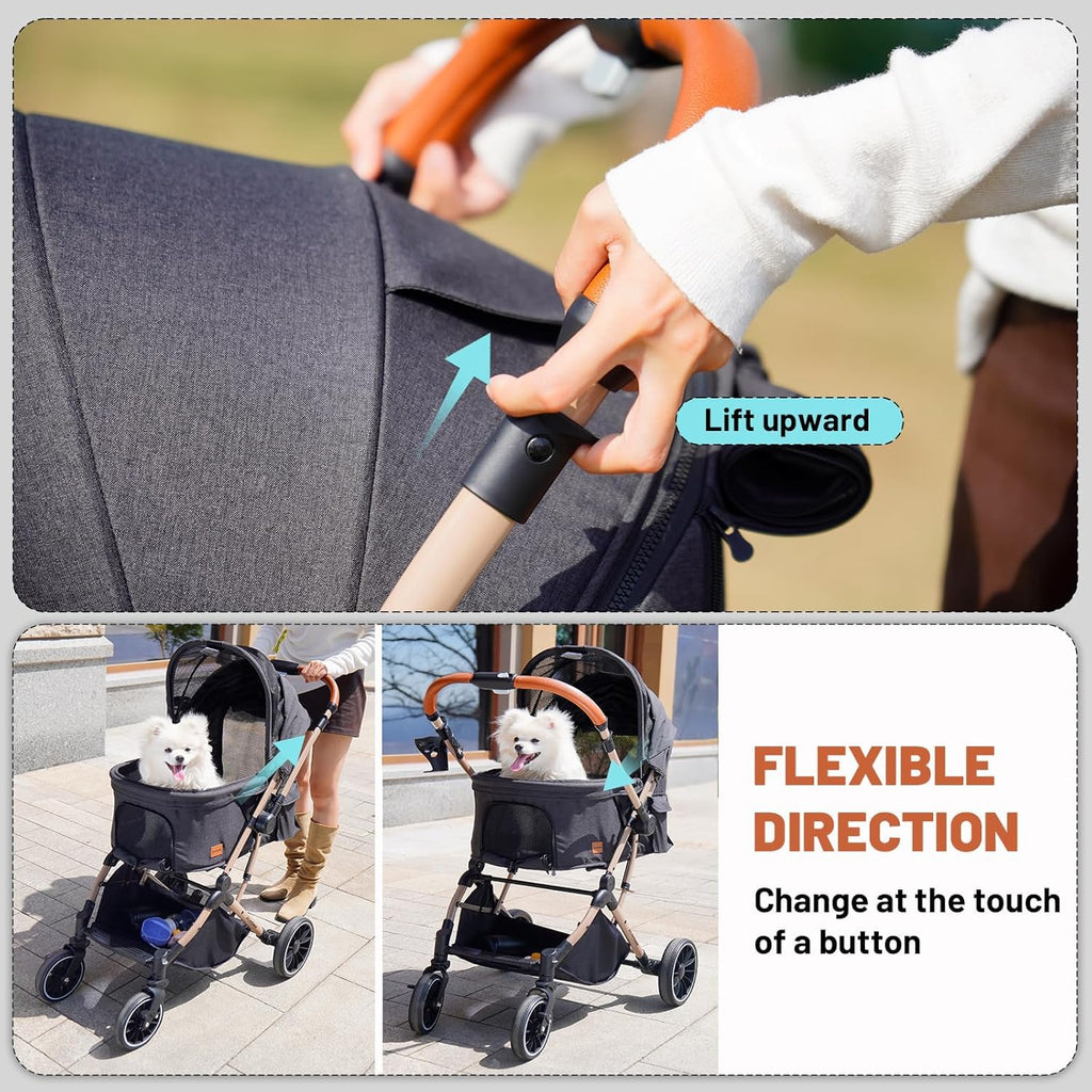 4-Wheel Pet Stroller with Reversible Handle H32268