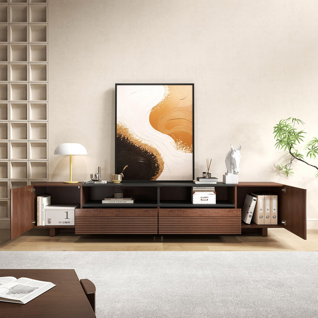 78.8 Inch Dark Brown Walnut TV Stand with Storage X4137