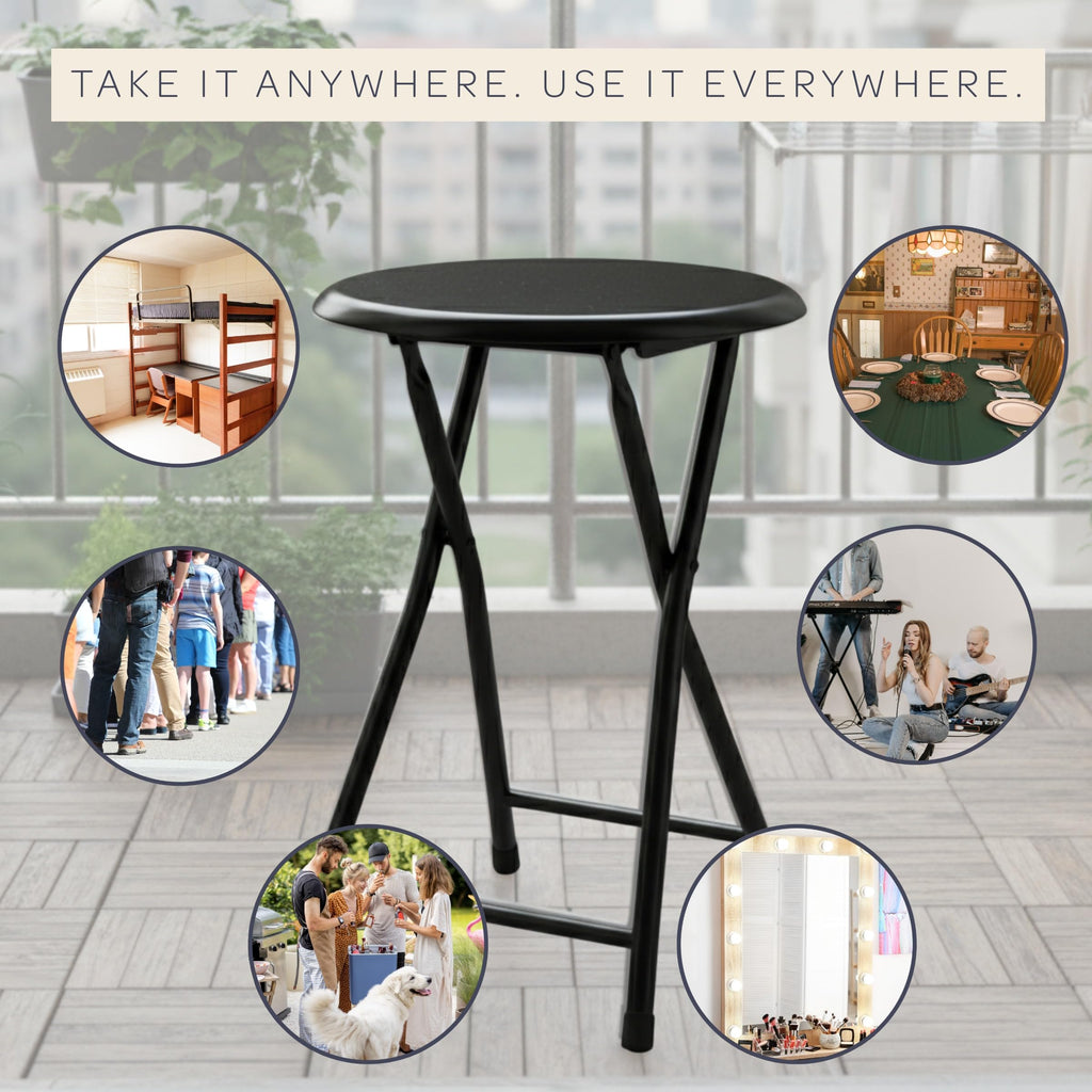 Black 18 Inch Portable Folding Stool O3342
