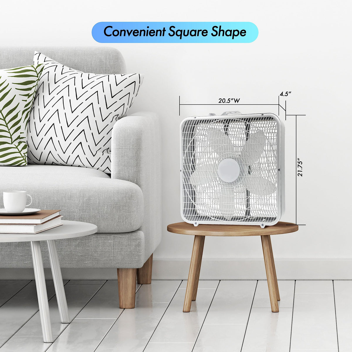 20-Inch Portable Box Fan with 3-Speed Control White O177
