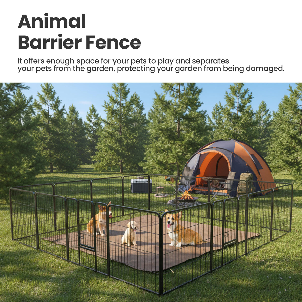 32 Inch 16 Panels Black Dog Playpen V1374