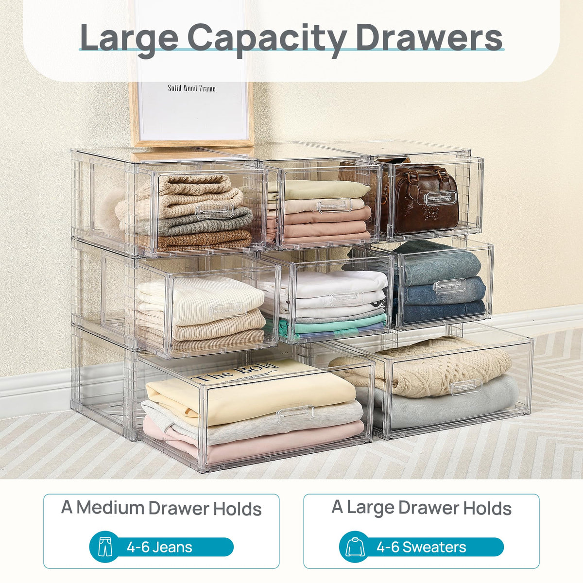 Clear Stackable Storage Drawers 4 Pack 15QT O467