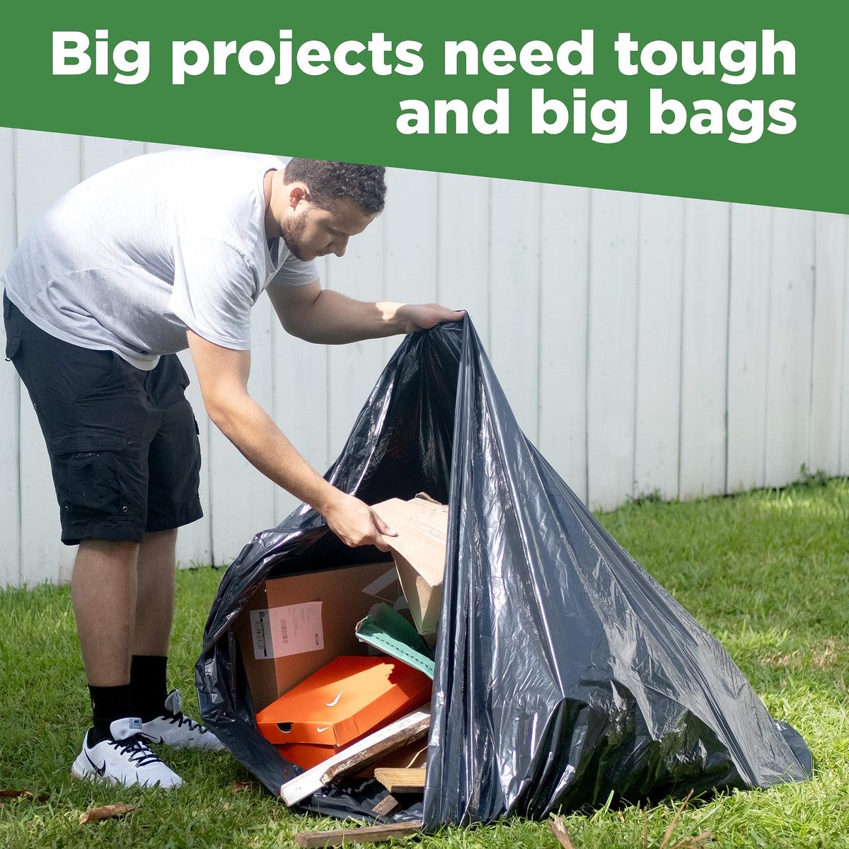 95 Gallon Heavy Duty Contractor Trash Bags, 25 Ct, Black, 1.2 Mil Z6551