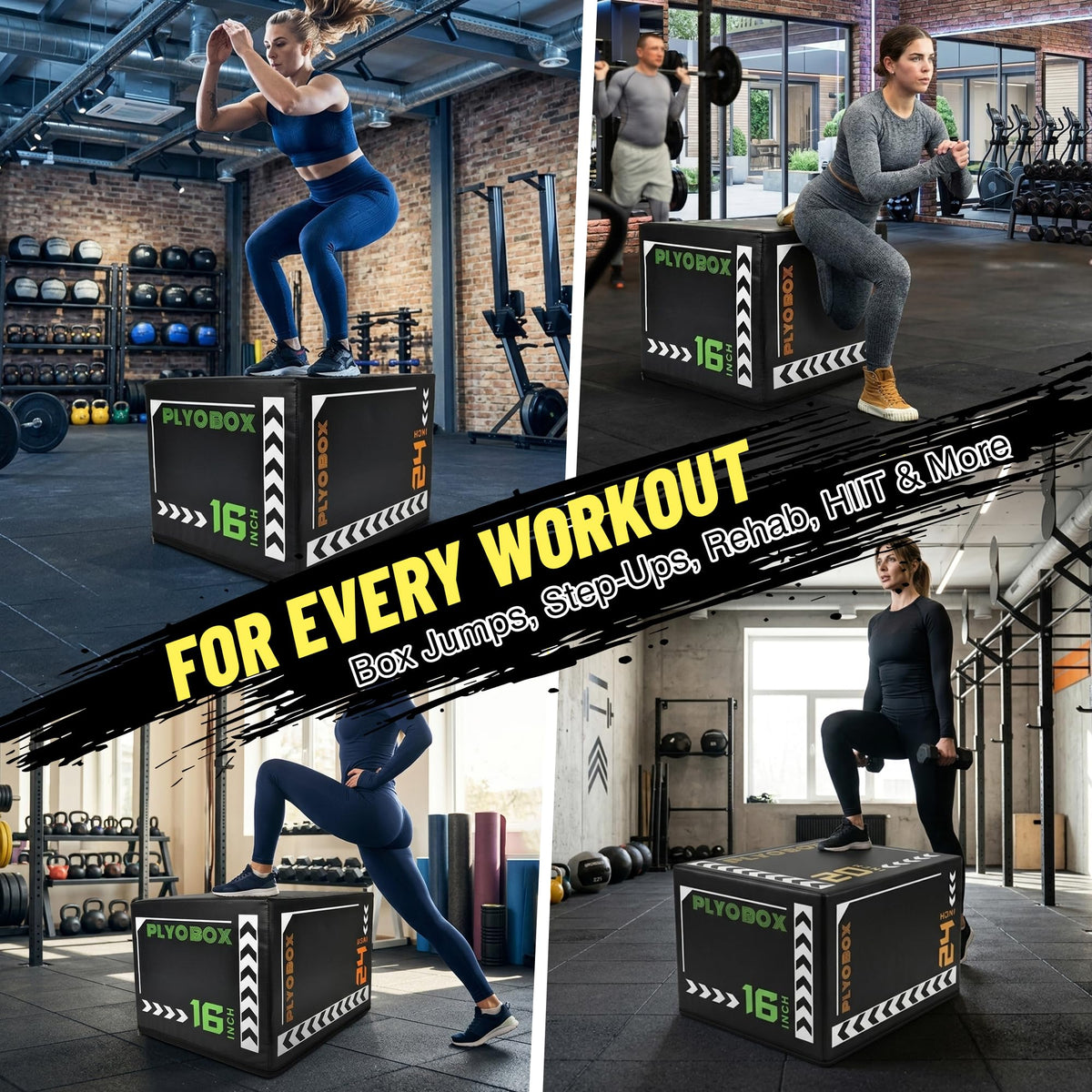 3-in-1 Plyometric Jump Box with 16/20/24" Heights J721