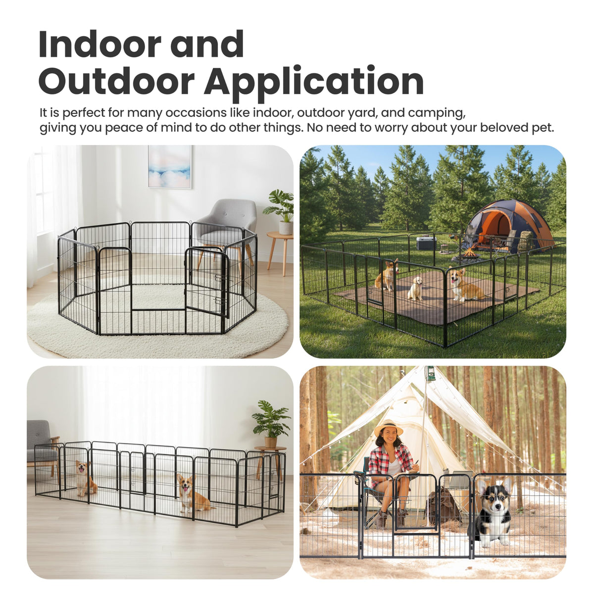 32 Inch 16 Panels Black Dog Playpen V1374