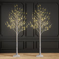 2 Pack 8FT 132 LED Lighted Artificial Birch Tree Warm White X6363