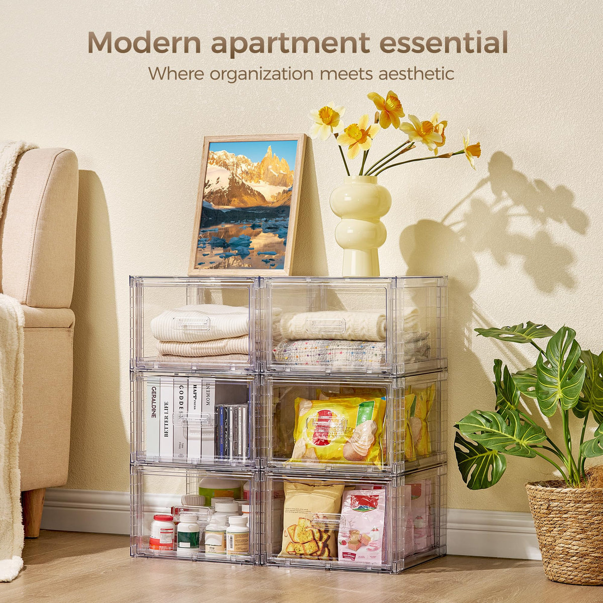 Clear Stackable Storage Drawers 4 Pack 15QT O467