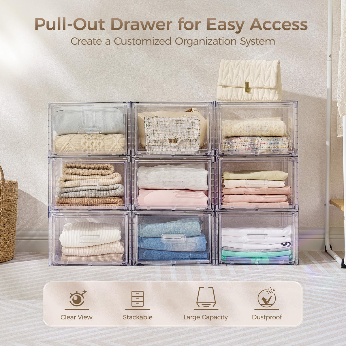 Clear Stackable Storage Drawers 4 Pack 15QT O467