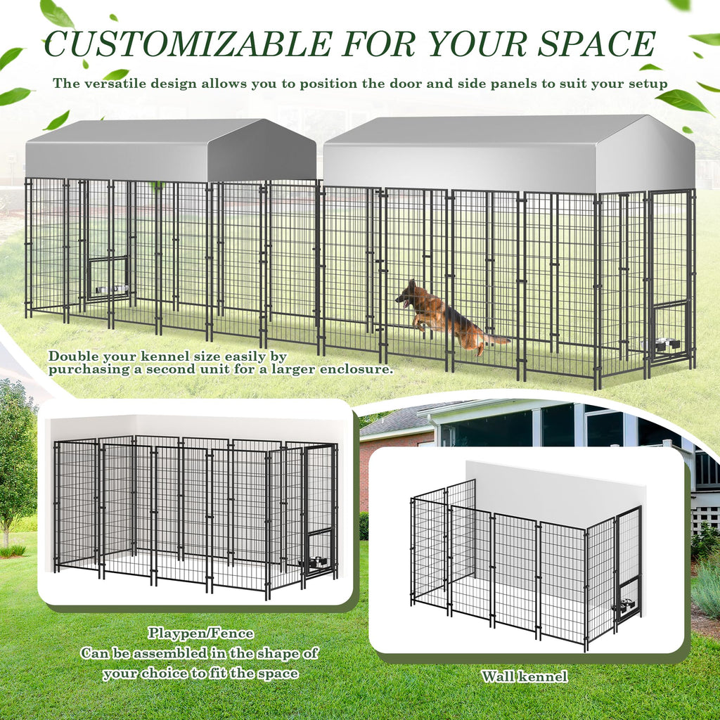 8x4x5.7 FT Heavy Duty Outdoor Dog Kennel with Roof G592365