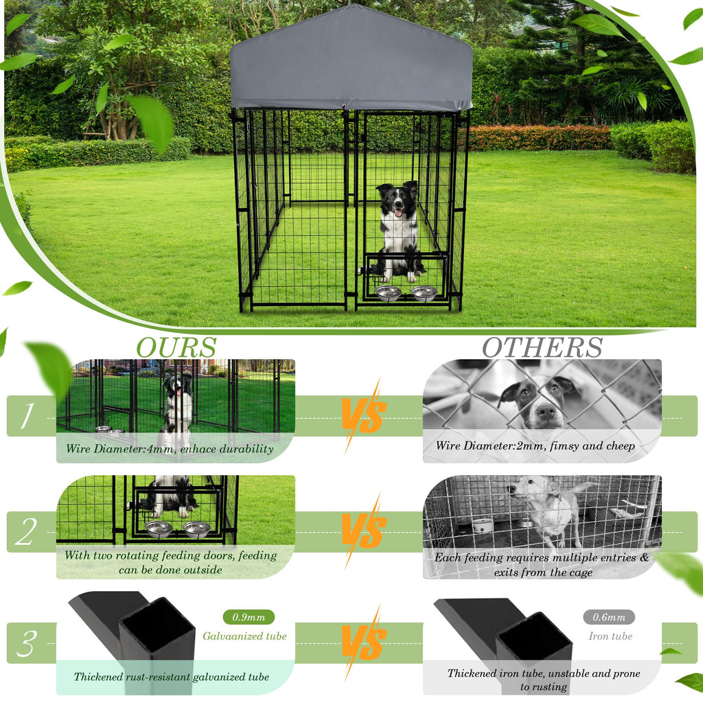 8x4x5.7 FT Heavy Duty Outdoor Dog Kennel with Roof G592365