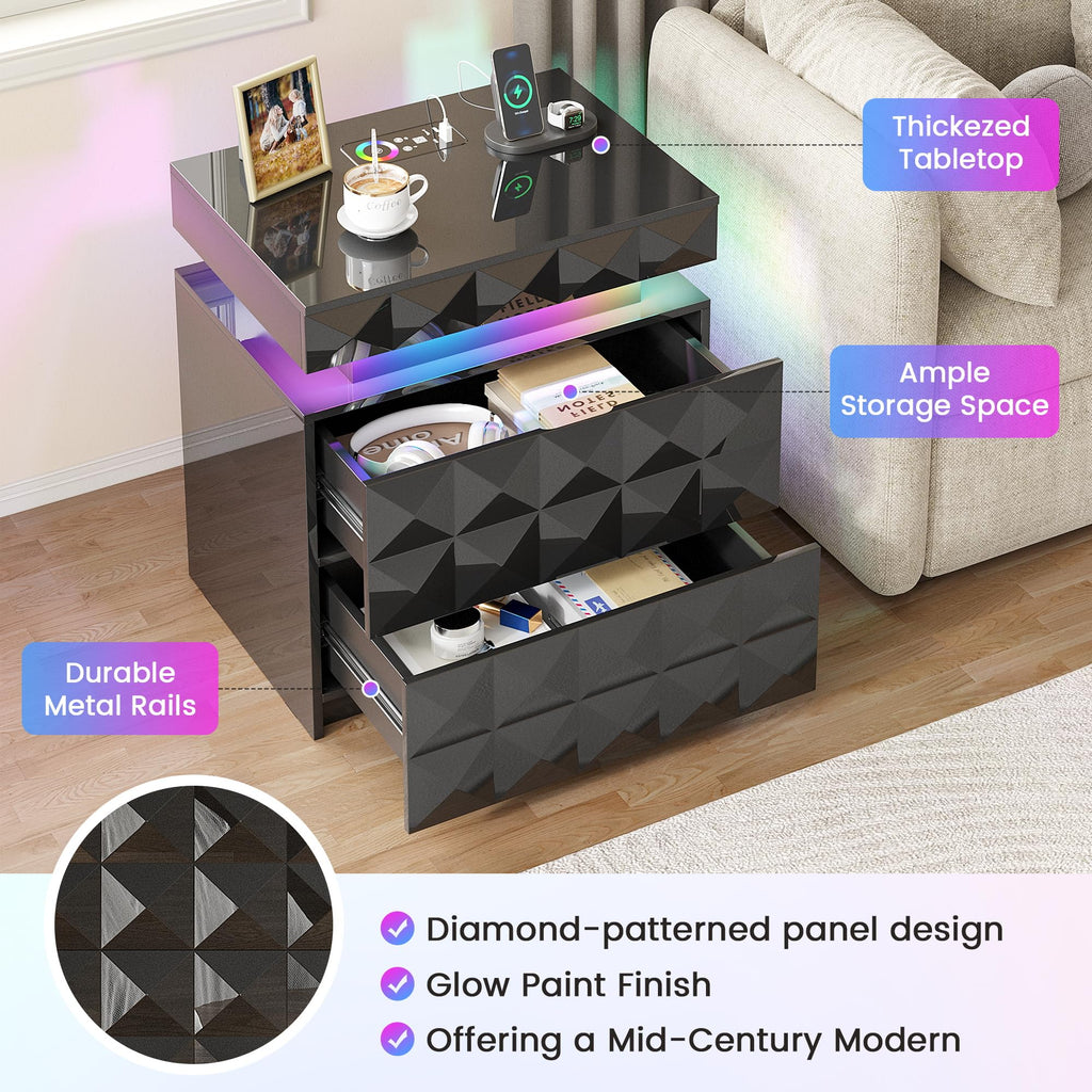 LED Night Stand with Charging Station M903079