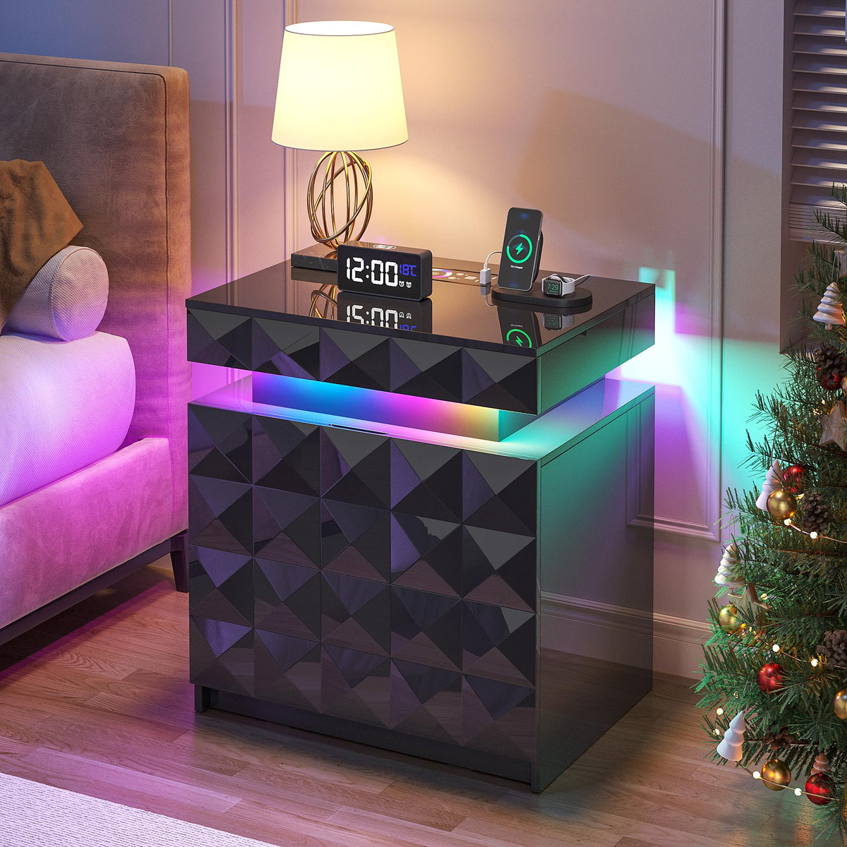 LED Night Stand with Charging Station M903079