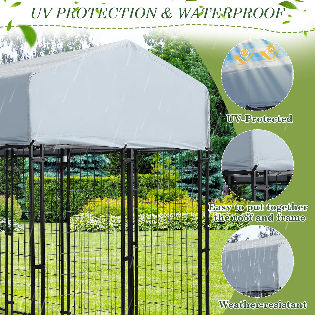 8x4x5.7 FT Heavy Duty Outdoor Dog Kennel with Roof G592365